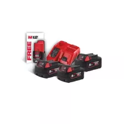 Pack énergie Milwaukee 3 batteries 5Ah avec chargeur