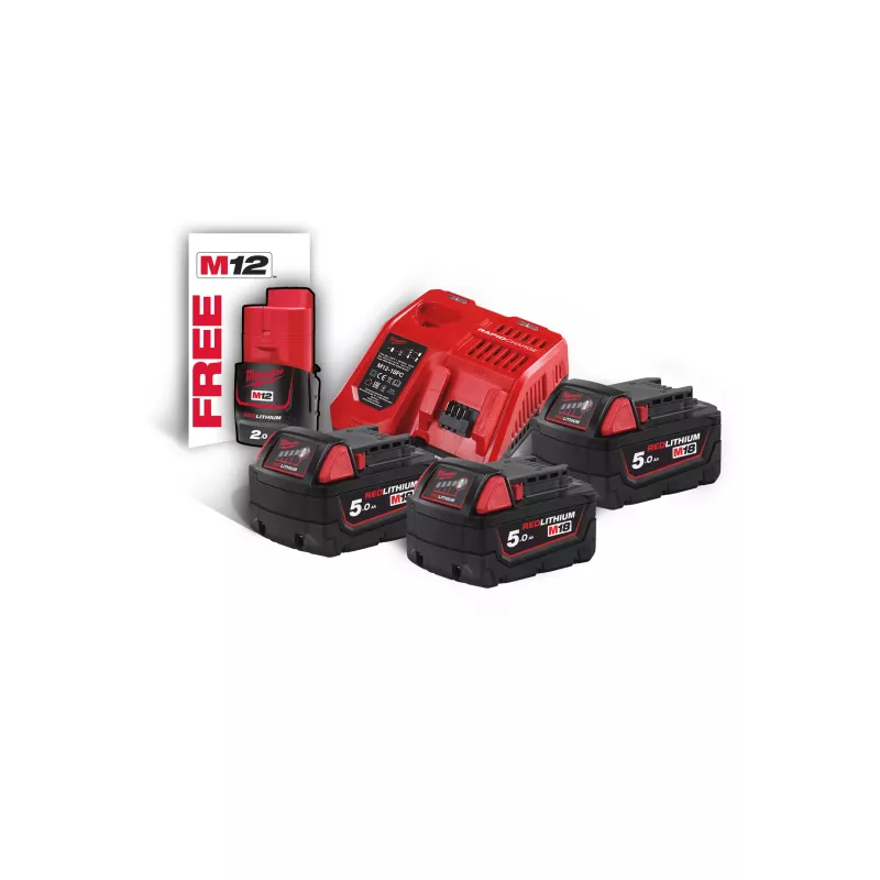 Pack énergie Milwaukee 3 batteries 5Ah avec chargeur